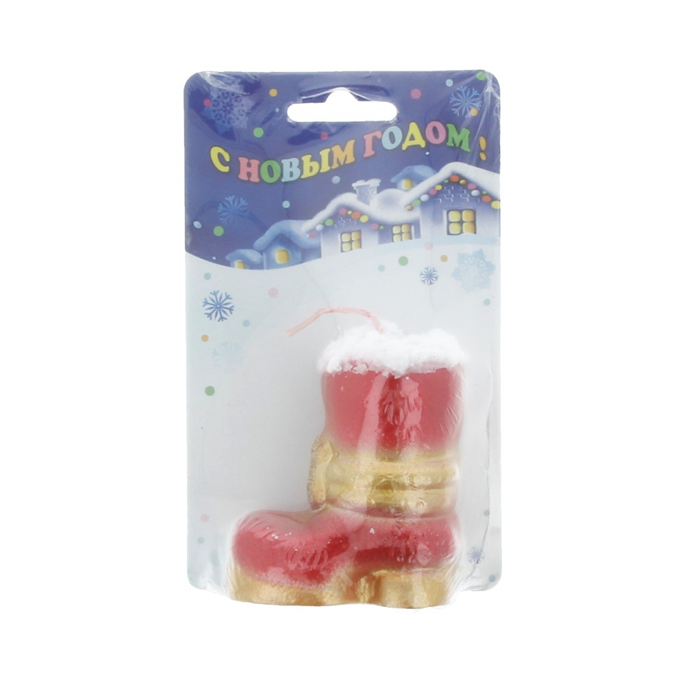 1416 Свеча сапожок новогодний 5 x 5.5 см 30 г Омский Свечной 