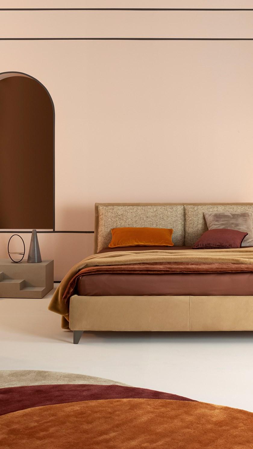 Twils Двуспальная кровать из кожи с обитым изголовьем Attico sun-id-1449969 - Вид №2