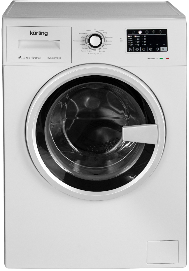KWM 39F1060 Стиральная машина / узкая стиральная машина, 85х59.5х39см, фронтальная загрузка, 6 кг, 1000 об/мин, сенсорное управление, led индикация настроек и этапов выполнения программ, 15 программ стирки, отложенный старт, а+++, белая Korting Santreyd 