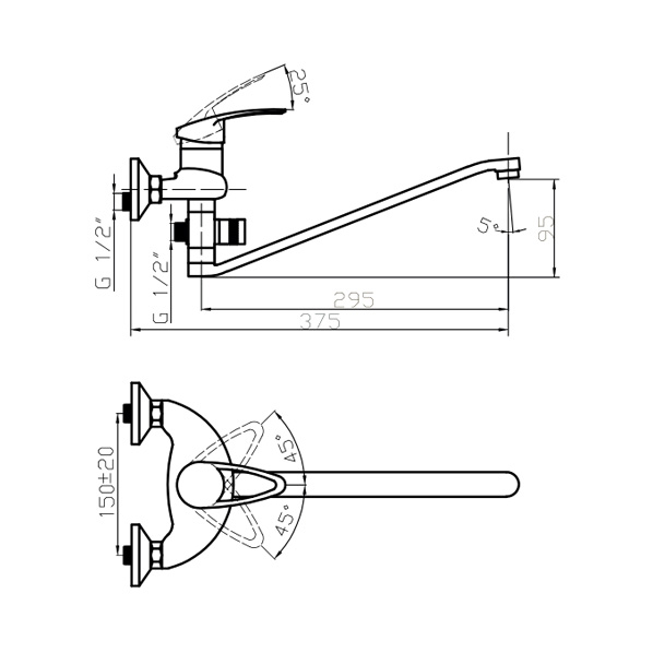 40-S35L OLIO/D  Смеситель универсальный  ARGO kran  - Вид №1
