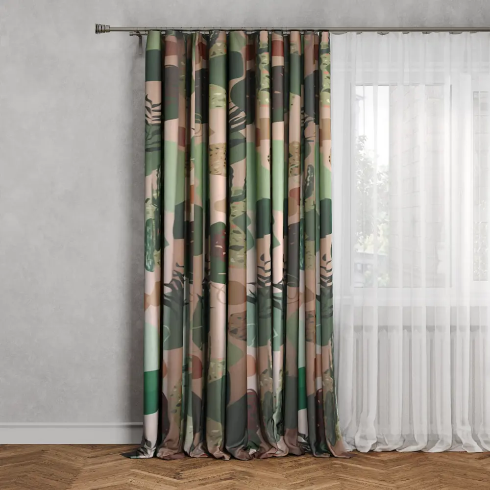 SEASONS Штора на ленте «Кактус» 140×260 см в бежево-зеленых тонах 88948020