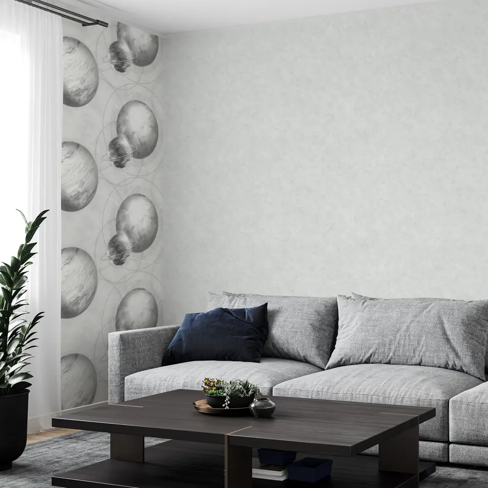 Флизелиновые обои Palitra Home Planets в серых тонах для стильного интерьера 86582101 STLM-0070314 - Вид №3