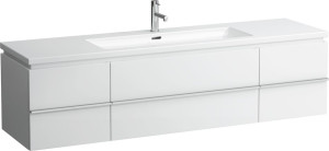 H4013610754631 Шкафчик под раковину с сифоном, экономящим пространство, для раковин 816438, 1 выдвижной ящик, 2 дверцы, 2 стеклянные полки LAUFEN PRO