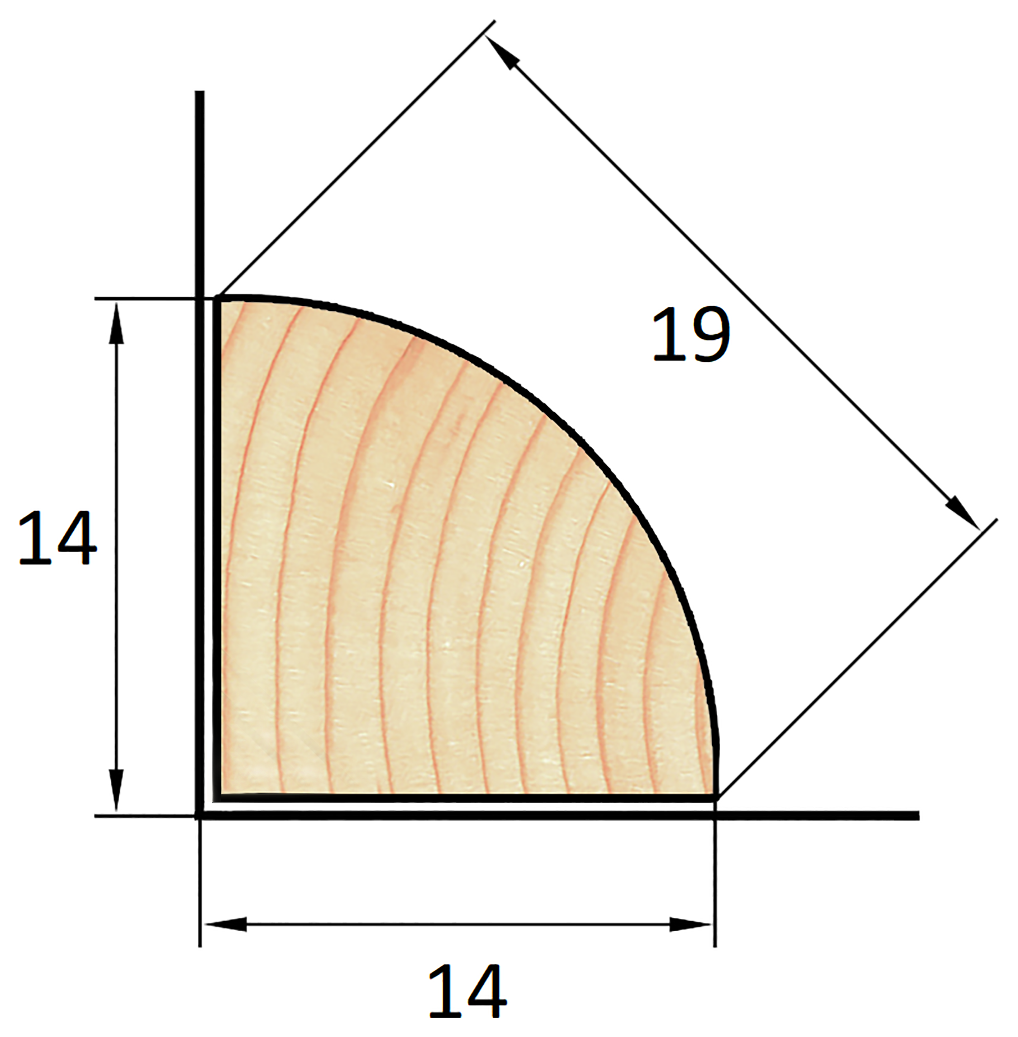 84688455 Раскладка фигурная деревянная сращенная РУ-14х14 14х14х1000 мм Сосна экстра STLM-0053713 АРЕЛАН  - Вид №1