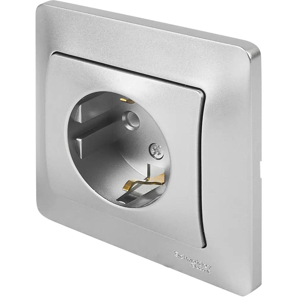 Schneider Electric Glossa — встраиваемая розетка с заземлением в алюминиевом исполнении 86710180 STLM-0070797 - Вид №1