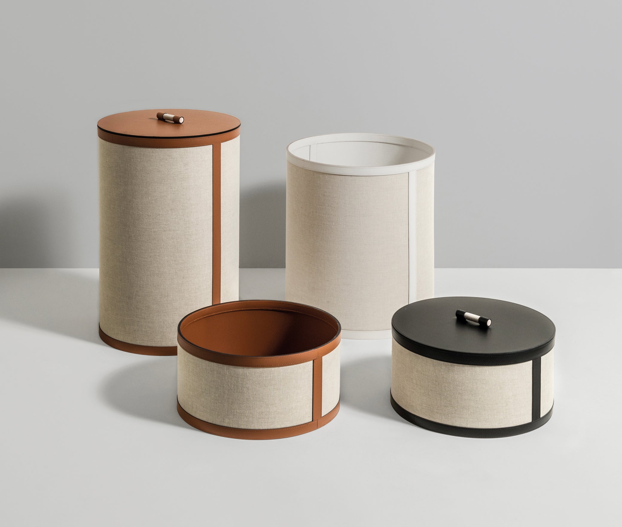 Короткая круглая корзина Penelope - Ø 45XH50 см / регенерированная кожа_camel Pinetti 00.5194.082.011 - Вид №1