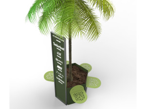 Стальная шестиугольная плантатор общественного пространства с сиденьем и тотемом