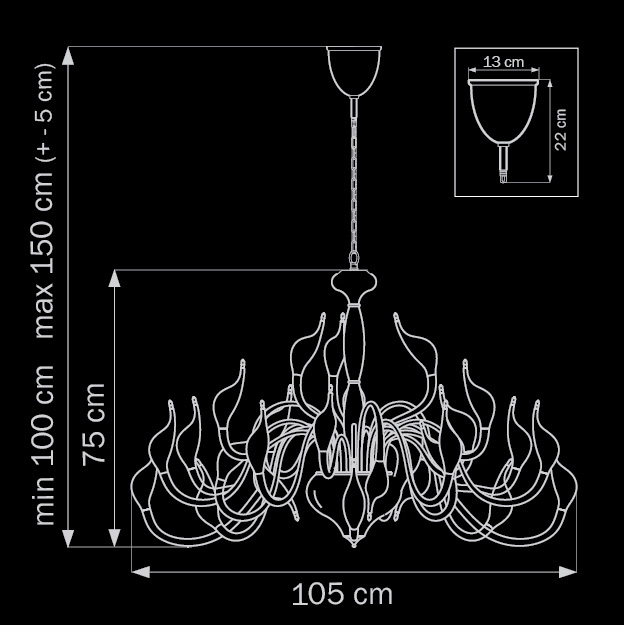 Подвесная люстра Lightstar Cigno Collo Ch 751244 LIGHTSTAR ДИЗАЙНЕРСКИЕ, CIGNO COLLO 056065 Хром  - Вид №1