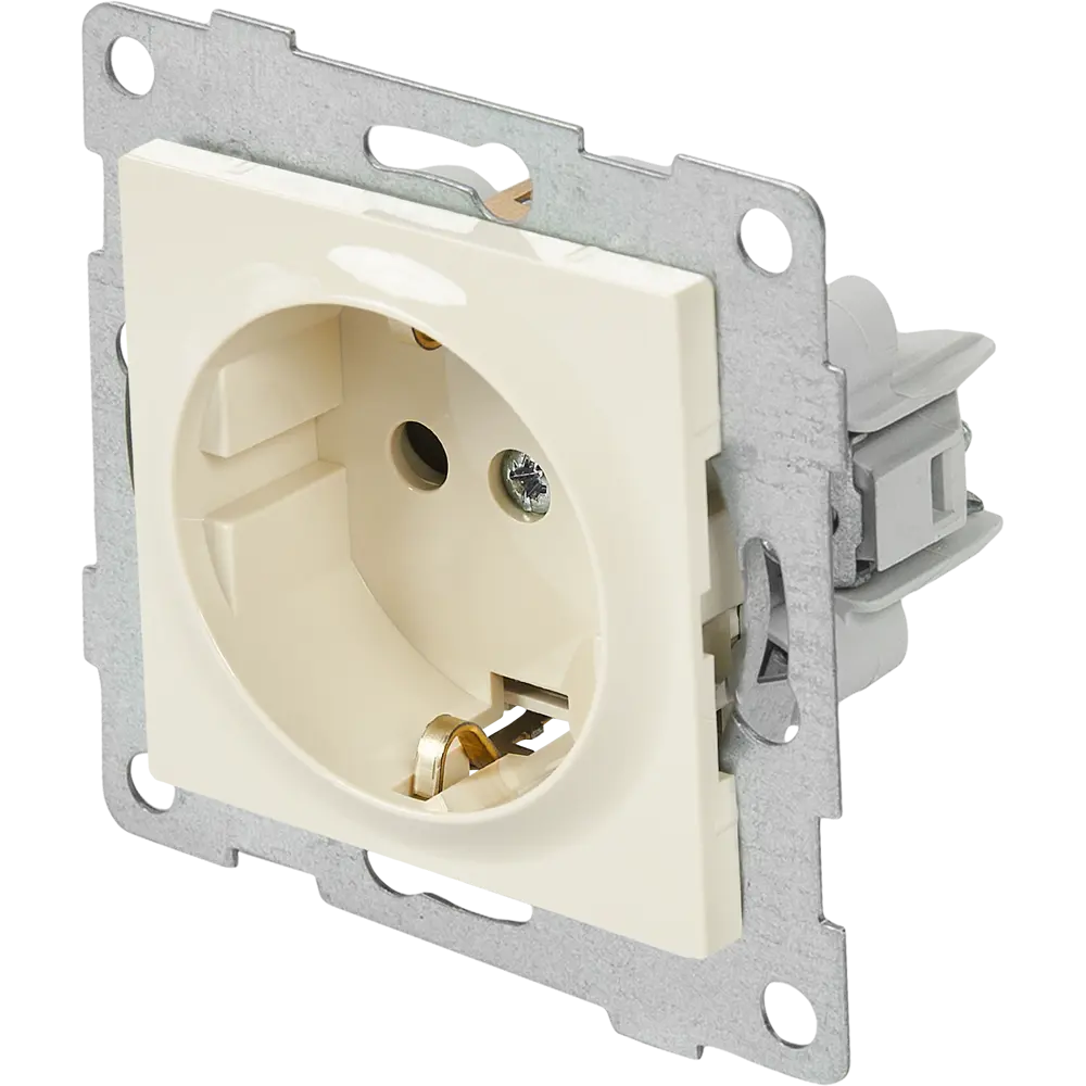 Розетка встраиваемая GUSI Electric Ugra с заземлением, бежевая 83864370 STLM-0045186 - Вид №1