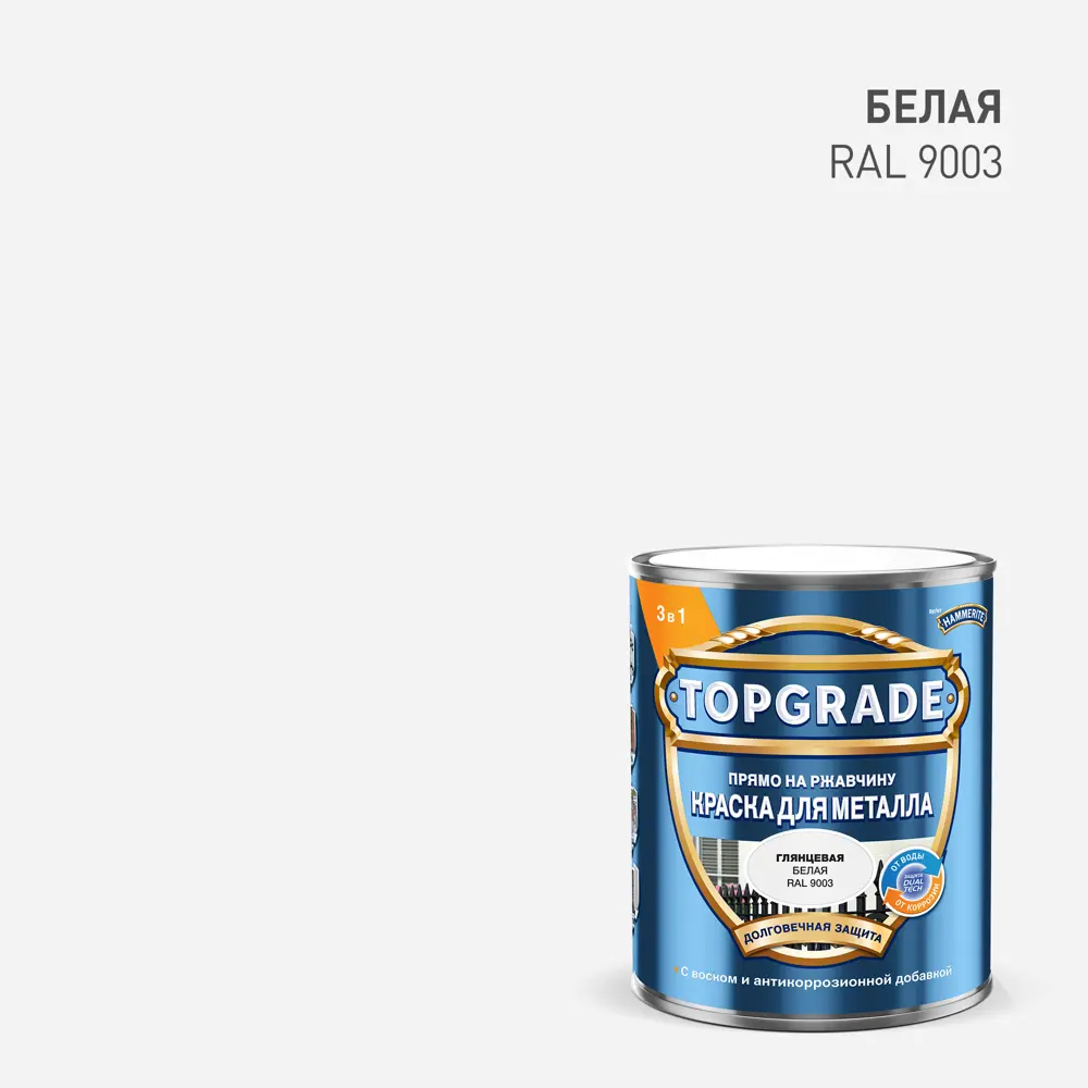 Грунт-эмаль по металлу 3 в 1 Topgrade гладкая цвет белый 0.75 л 89442711 STLM-2015433 