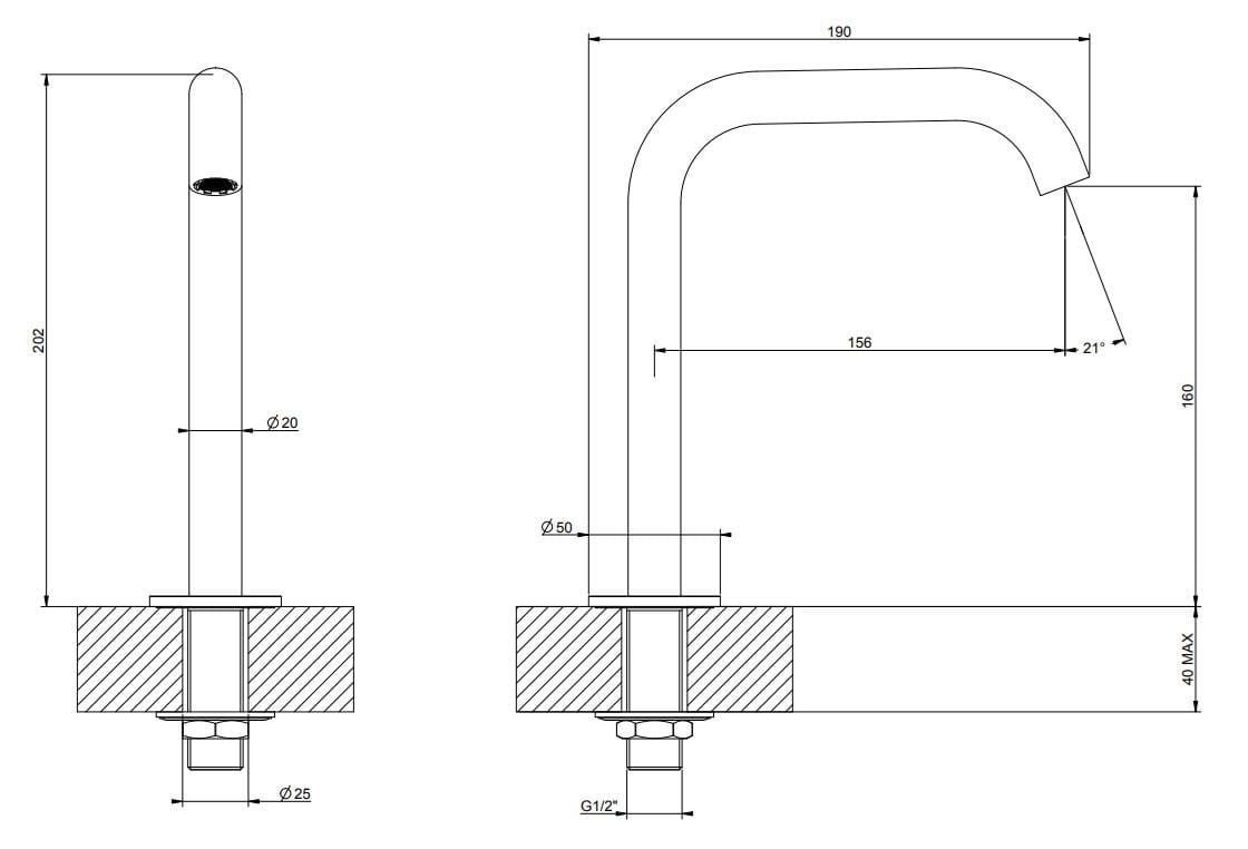 Дозирующий носик из нержавеющей стали для столешницы для умывальника Gessi мелки 316 ARCH-00069660 - Вид №2