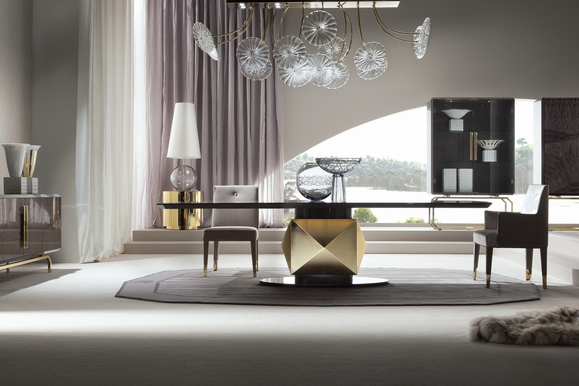 5800 Infinity прямоугольный стол с металлическим основанием в золоте - giorgio collection - Вид №1