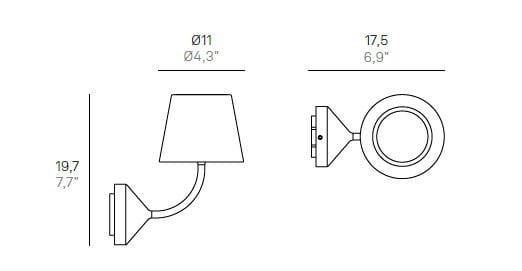 Литой алюминиевый светодиодный настенный светильник с диммером Zafferano Poldina230V ARCH-00082709 - Вид №3