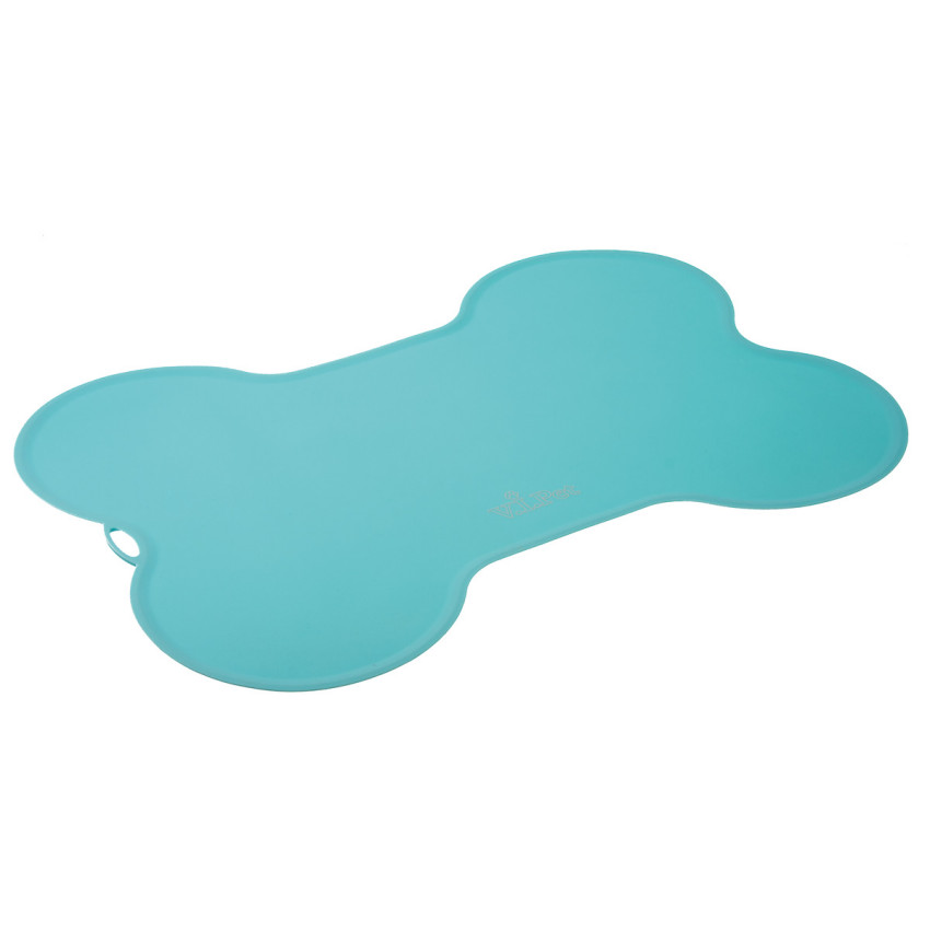 ПР0047684 Коврик под миску силиконовый в форме косточки (бирюзовый) 52х38см V.I.PET 
