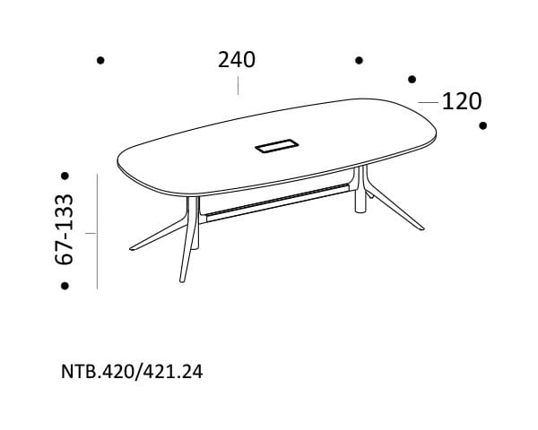 Регулируемый по высоте прямоугольный стол для совещаний с системой кабельной втулки ICF NoTable ARCH-00036629 - Вид №26
