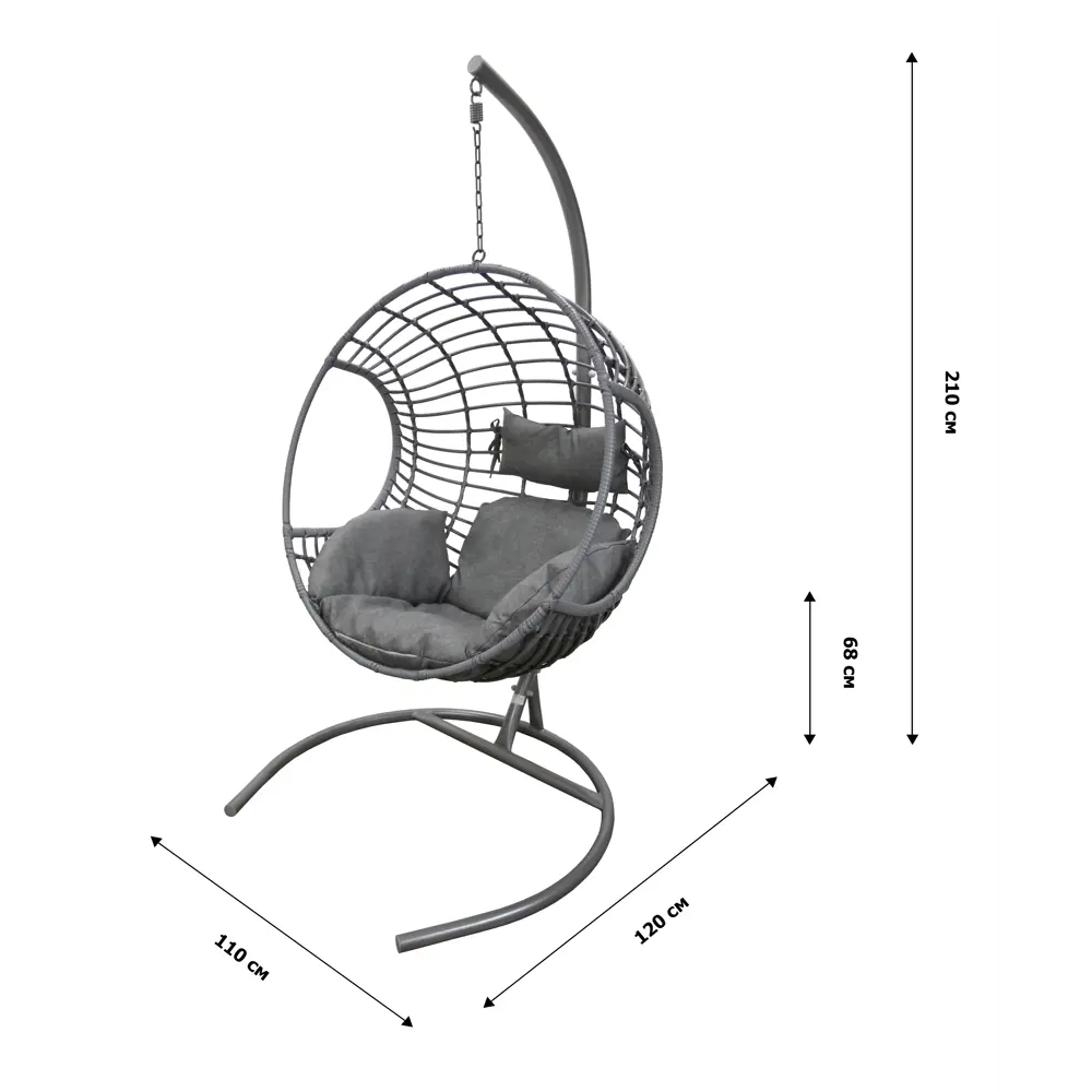 Кресло подвесное Милан BG2345 до 120 кг цвет серый Santreyd STLM-2091298 - Вид №9