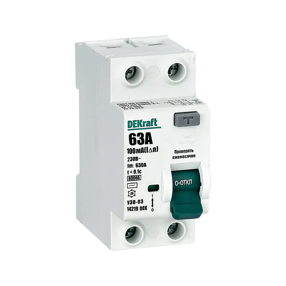 DEKraft УЗО двухполюсное 63А с защитой от токов утечки 84509394 STLM-0050971