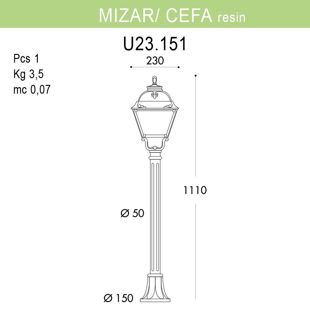 Уличный светильник Fumagalli Mizar.R/Cefa U23.151.000.AXF1R FUMAGALLI ФОНАРЬ 273535 Черный  - Вид №1
