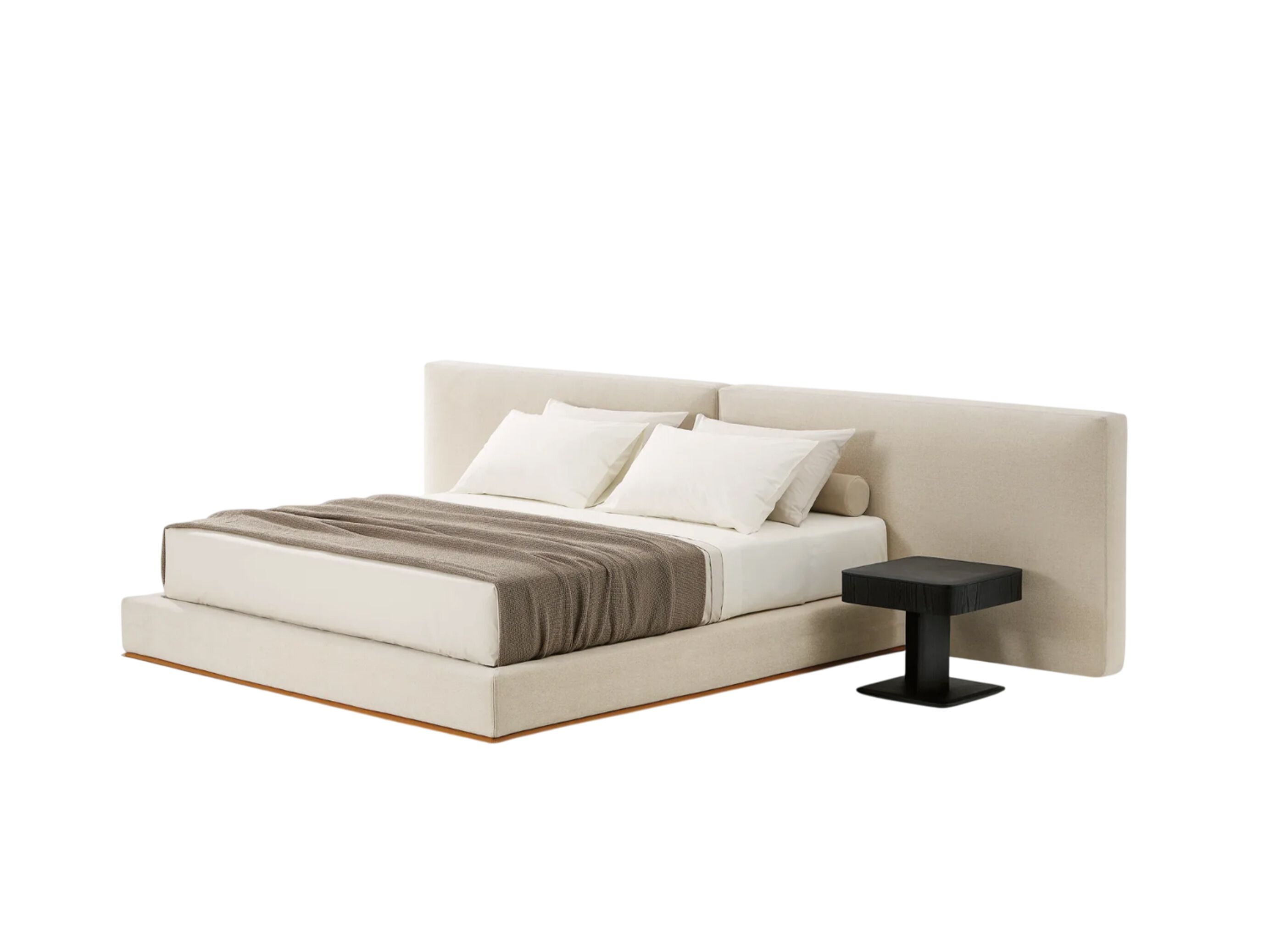 Кожаная двуспальная кровать с мягким изголовьем Poliform Brera ARCH-00053055 - Вид №1