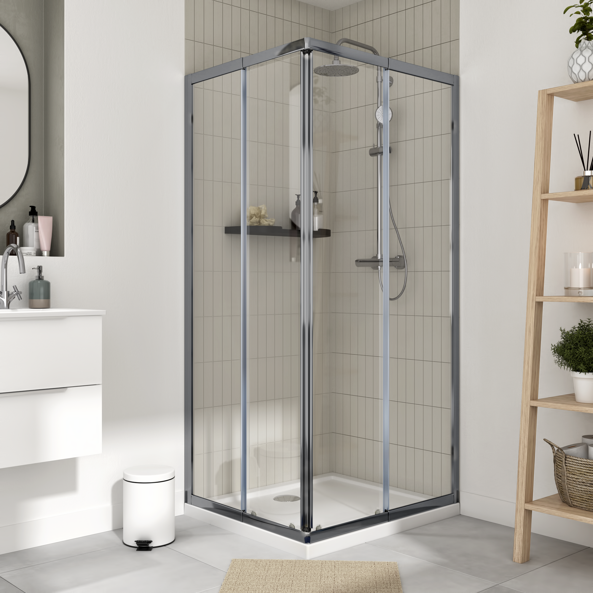 82173393 Душевая ширма Essential прямоугольная, 70-80х90-100 см STLM-0021143 SENSEA