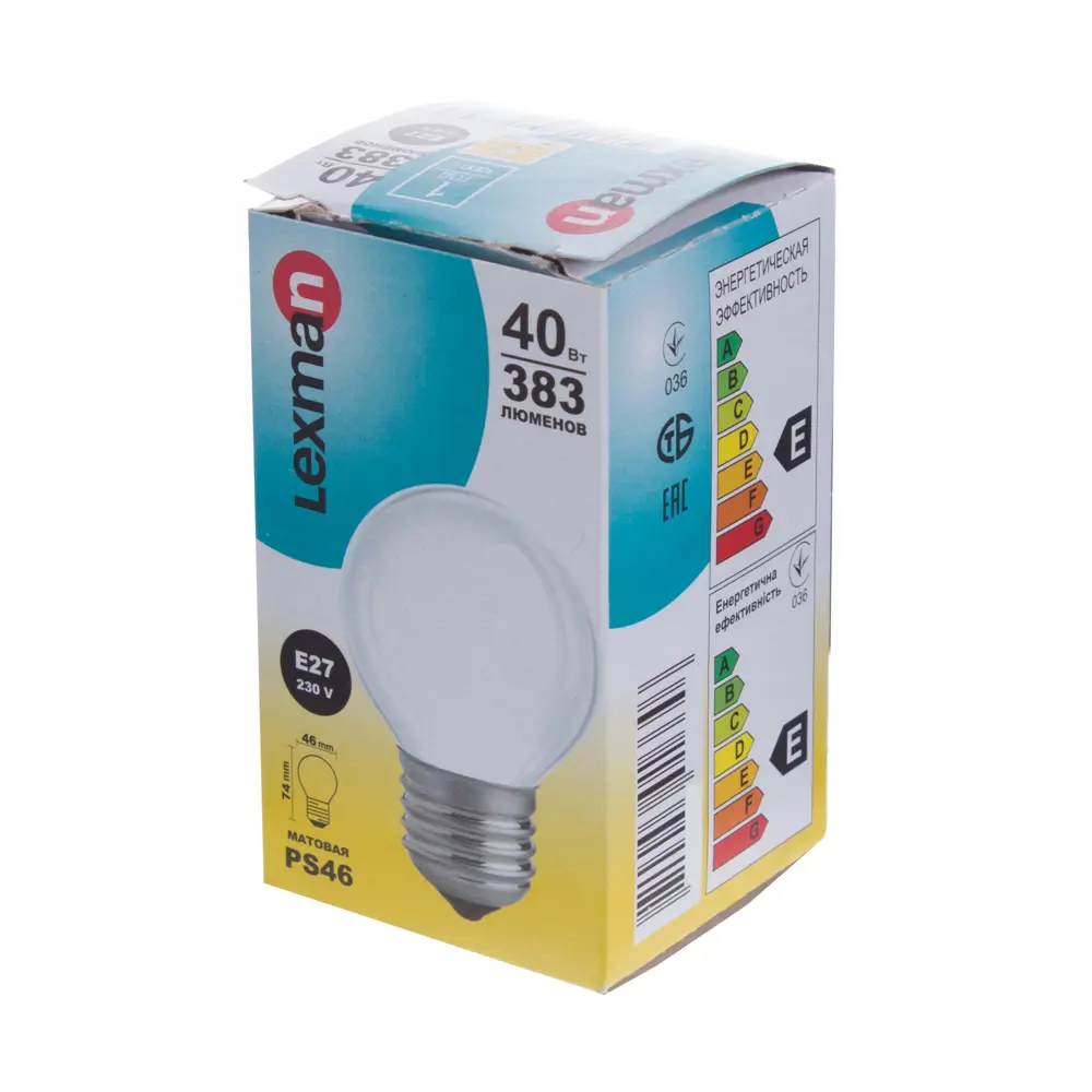 Лампа накаливания Lexman шар E27 40 Вт свет тёплый белый STLM-2081886 - Вид №1