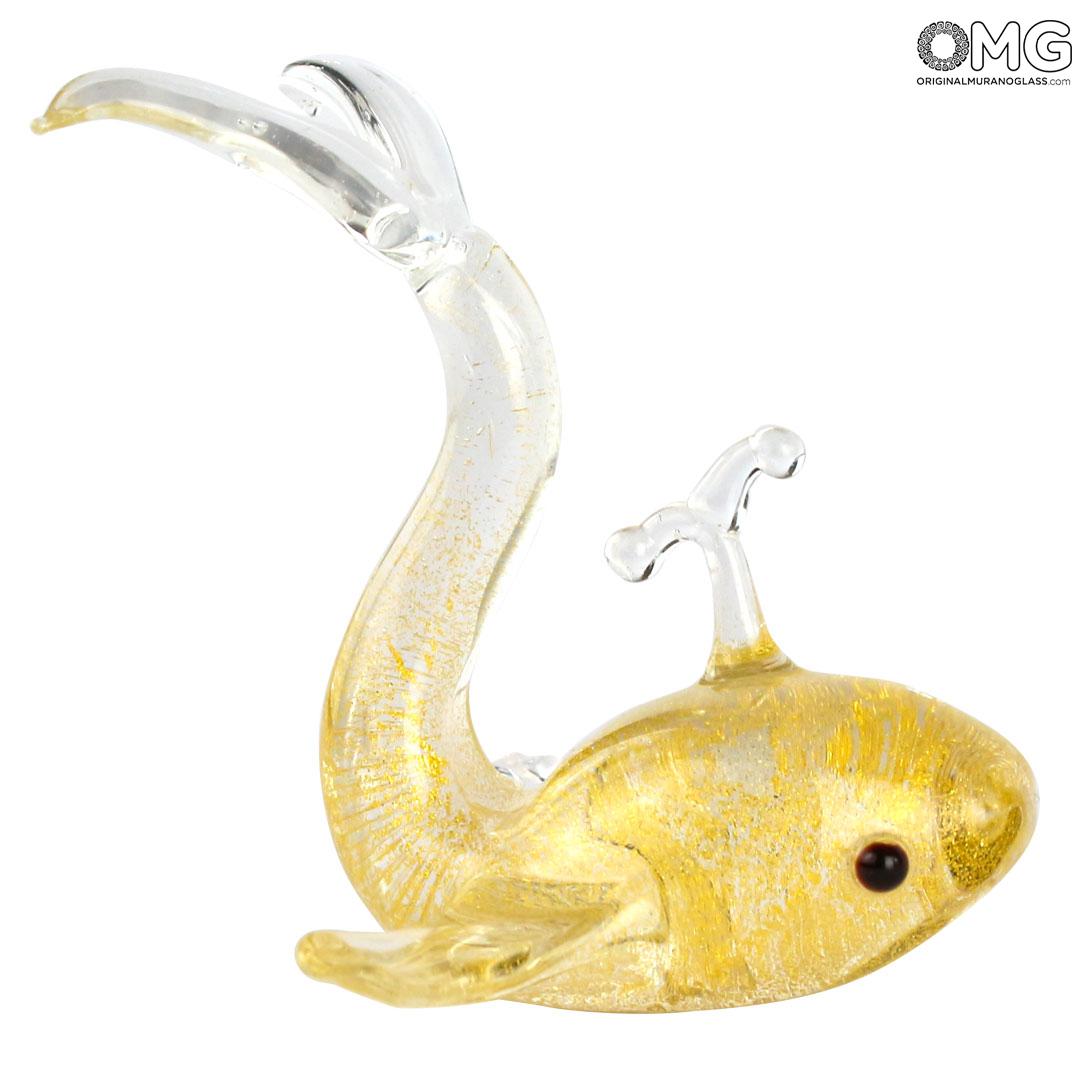 4465 ORIGINALMURANOGLASS Фигурка Золотой Кит - муранское стекло OMG 6 см  - Вид №1