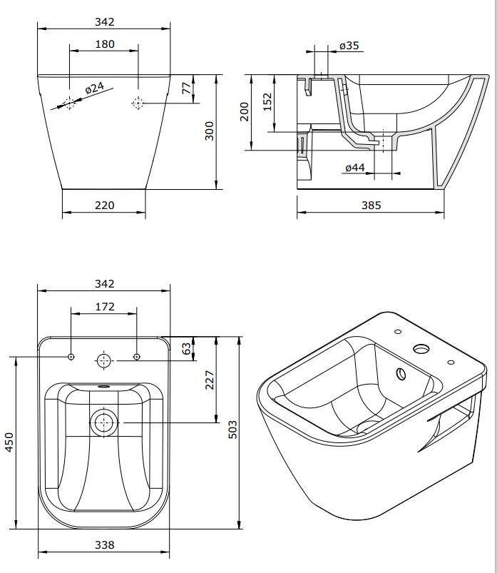 134455004 Биде подвесное Look Sanindusa - Вид №1