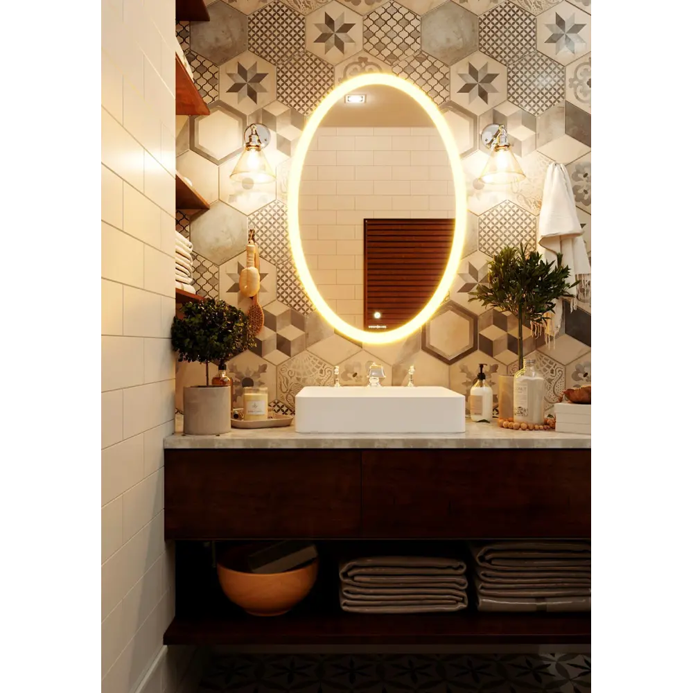 Зеркало для ванной Omega Glass Тип 4 SD954 с подсветкой 60x90 см овальное STLM-2192939