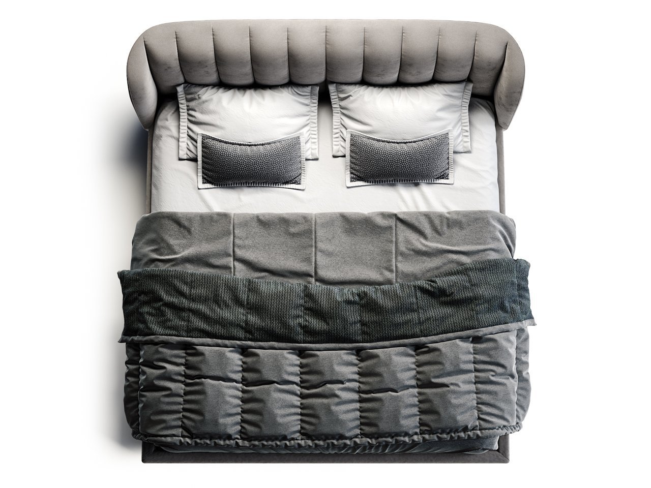 Кровать большая 200х200 TULIP серая THE IDEA ДИЗАЙНЕРСКИЕ 210658 Серый  - Вид №2