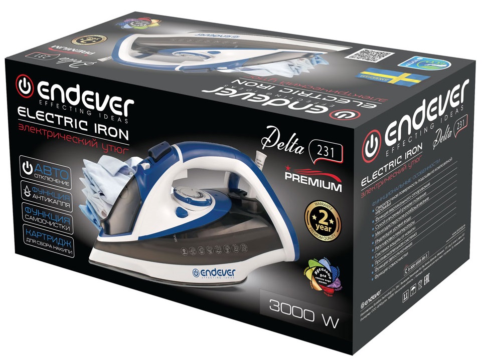 9050723 Утюг Endever Delta-231 синий KROMAX STDN-0068867 - Вид №4