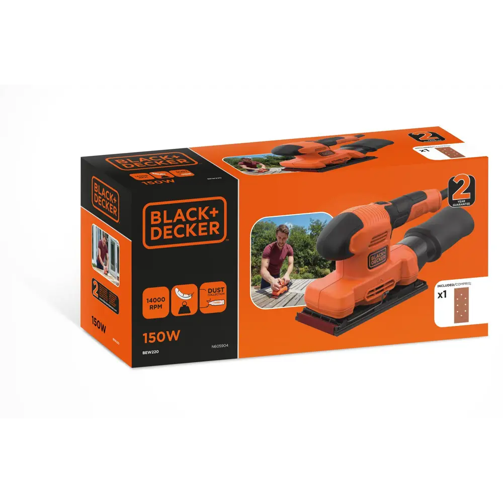 Вибрационная шлифмашина сетевая Black&Decker BEW220, 150 Вт, 90x187 мм BLACK + DECKER STLM-2057776 - Вид №3