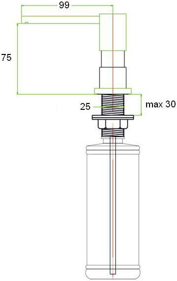 Встраиваемый дозатор ZorG Inox ZR-22 STEEL для жидкого мыла, сталь - Вид №1