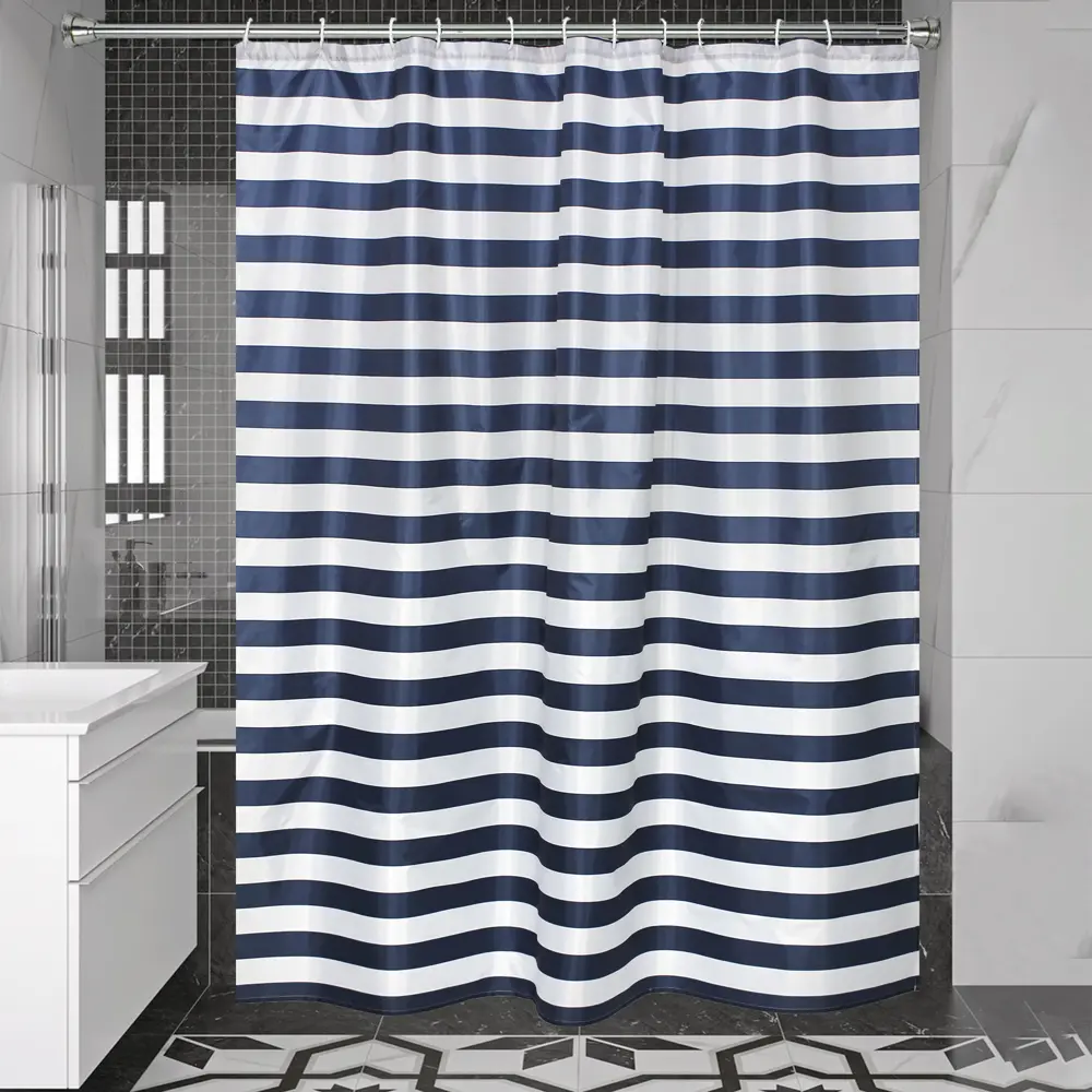 Штора для ванны Bath Plus Blue Line 180x180 см полиэстер цвет бело-синий CHARME ORANGE STLM-2092486