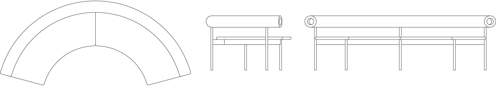 Offecct Изогнутый кожаный диван с полкой для журналов Font sun-id-1489871 - Вид №8