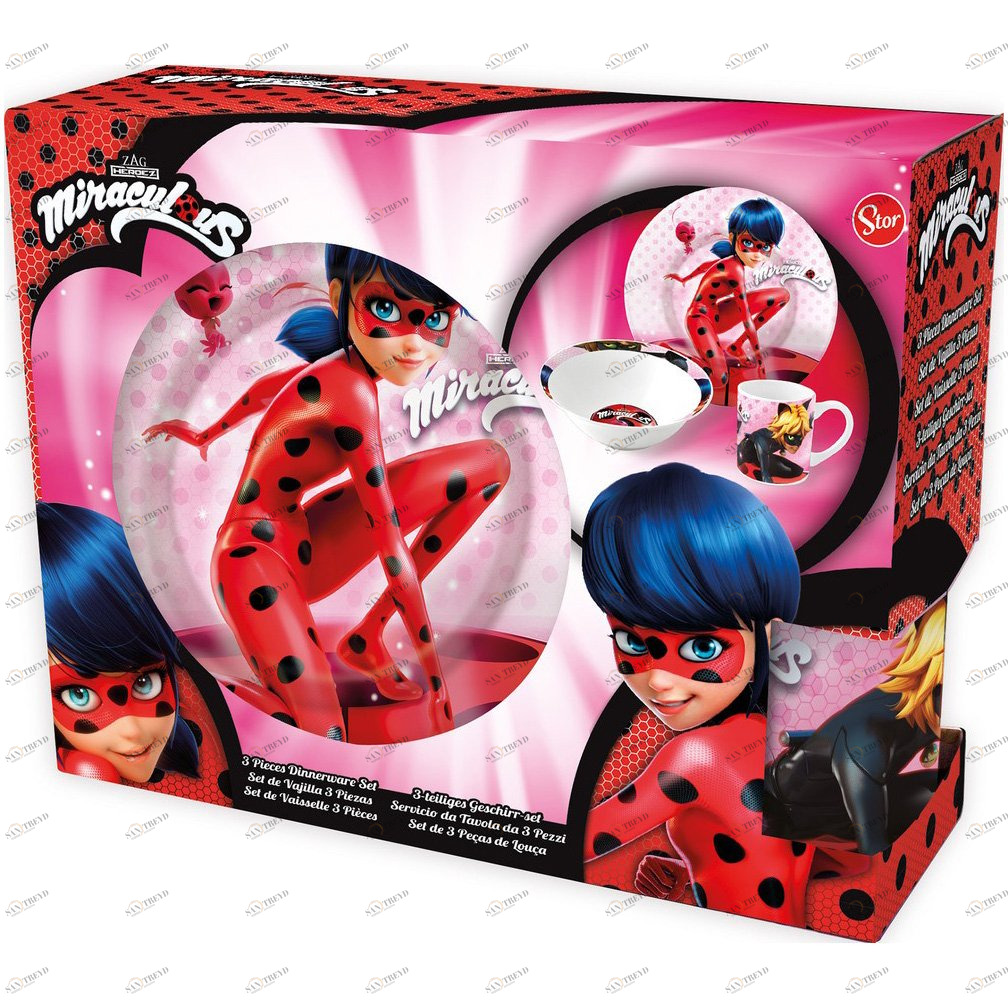 Набор детской керамической посуды в подарочной упаковке "Леди Баг и Супер Кот", 3 предмета STOR ЛЕДИ БАГ 335866 Красный Santreyd 
