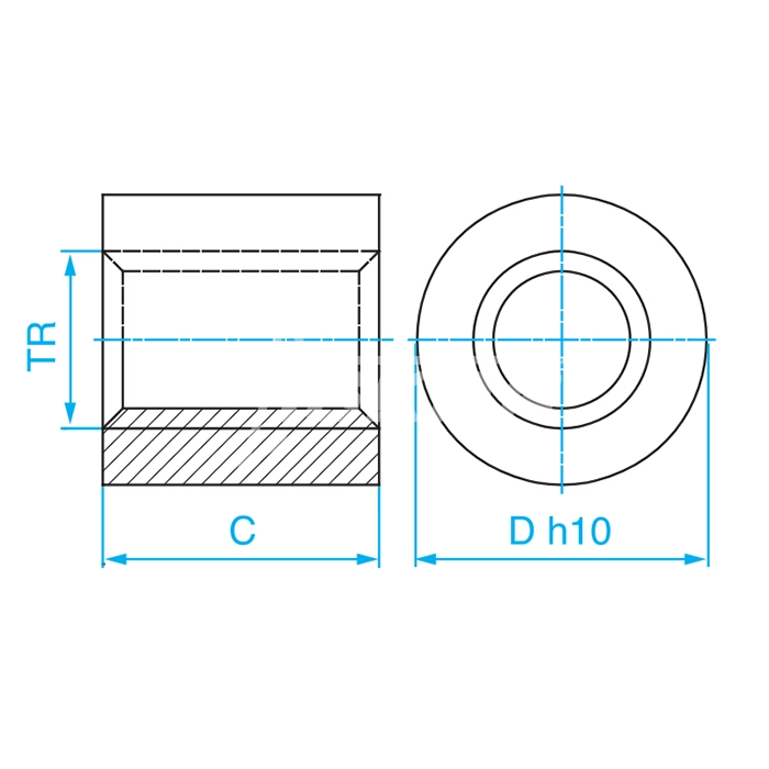 IS417 Гайка трапецеидальная (бронза) d=20 мм, шаг резьбы 4 мм (прав. резьба), LRM 20-4-D ISKRA  - Вид №2