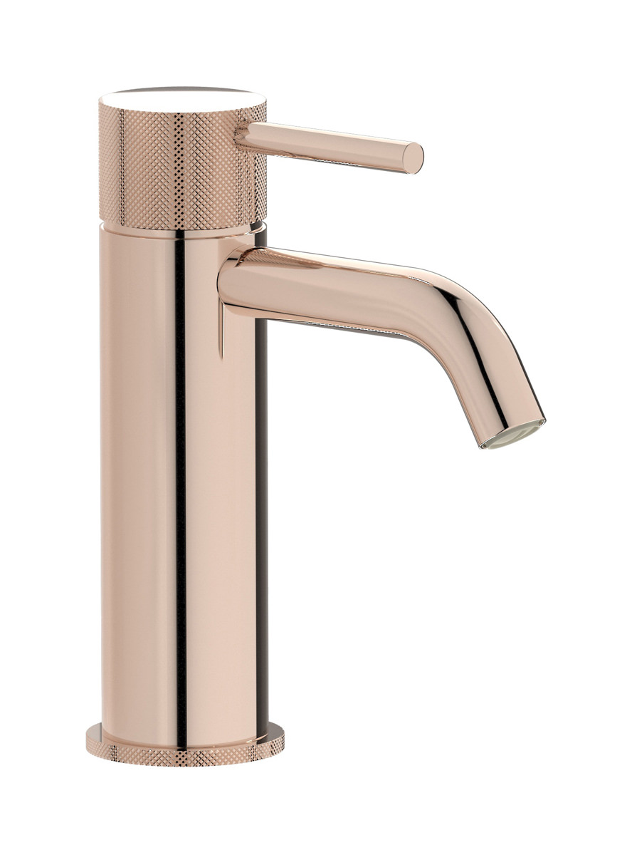 Смеситель для раковины на 1 отверстие в комплекте с донным клапаном. WE ARE IB id200rs Rose Gold Industria