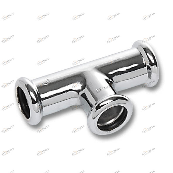 116130181518 SANHA 16130 пресс-фитинг, медь, тройник ВПр, хром. 18x15x18 мм 