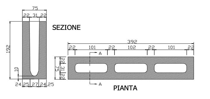 Однокамерный бетонный вибро-сжатый блок для кладки Gallotta Монокамера ARCH-00092179 - Вид №1