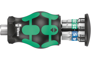 17752228 Kraftform Kompakt Stubby Magazin 3 короткая ручка-битодержатель с битами, 6 предметов WE-008875 WERA