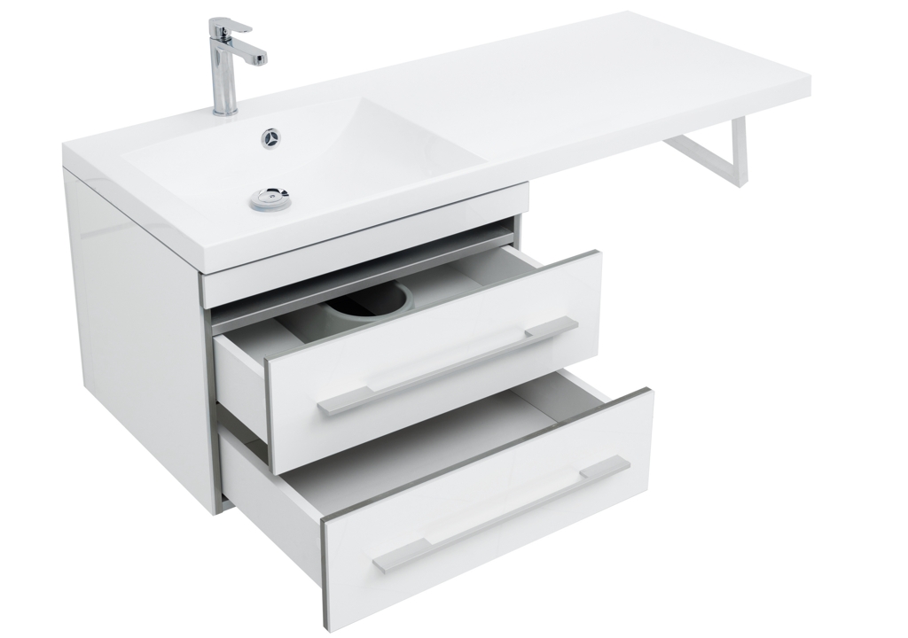 Тумба с раковиной Aquanet Верона 120 L белый (подвесная, 2 ящика) 0017666700239565 - Вид №9