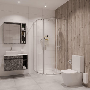 Душевое ограждение NG- 6607-08 (100*100*190) полукруг, двери раздвижные, 1 место