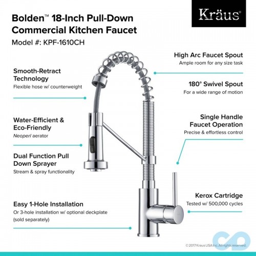 Кухонные смесители Bolden KPF-1610SSCH латунь krausru  - Вид №8