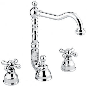 12643BR Смеситель Deco Old с донным клапаном для раковины на 3 отверстия, цвет бронза