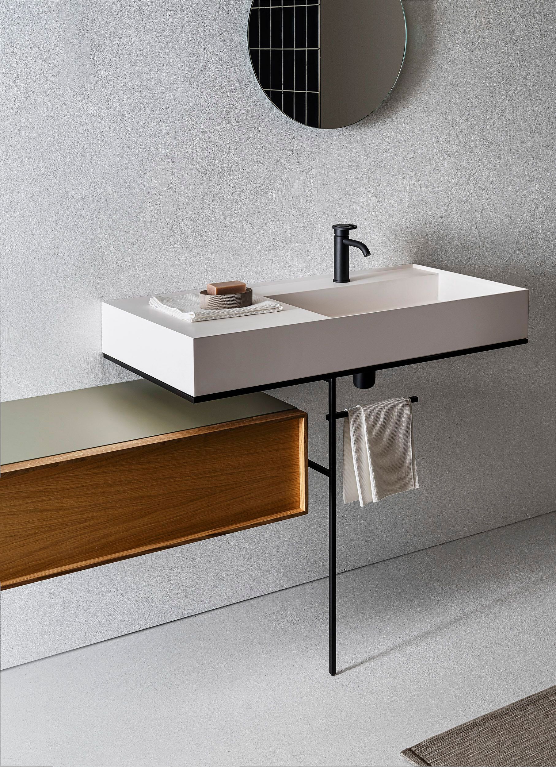 Подвесной прямоугольный умывальник из композитного материала с ящиками Pirovano Element ARCH-00022158 - Вид №6