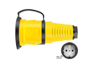 16230191 Кабельная розетка 16A 220V 2P+E IP54 с крышкой, корпус желтый, крышка и маркер черный 2511-es PCE