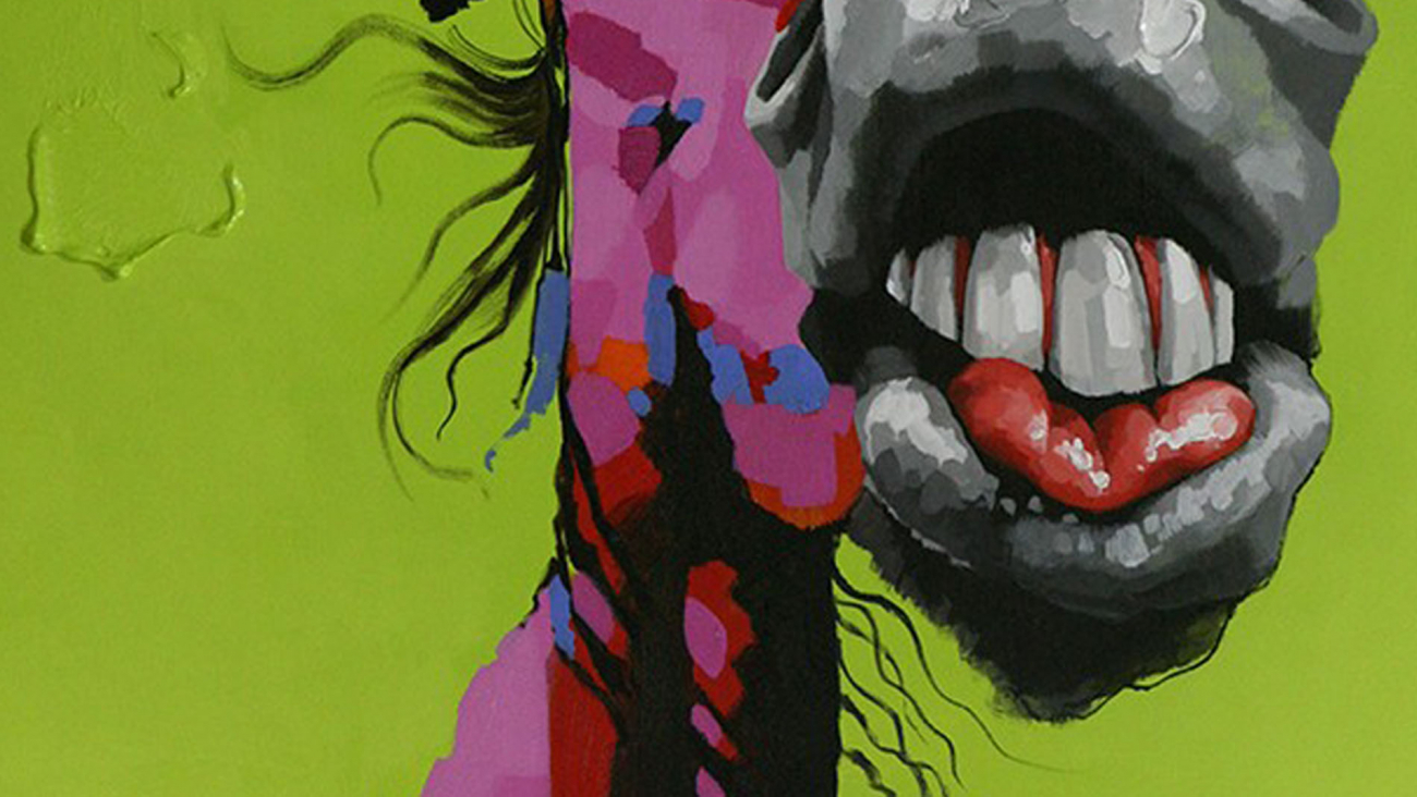 Картина на холсте 100х100 см "Лошадь" EVENHOME КАРТИНЫ МАСЛОМ 129836 Зеленый;фиолетовый  - Вид №1