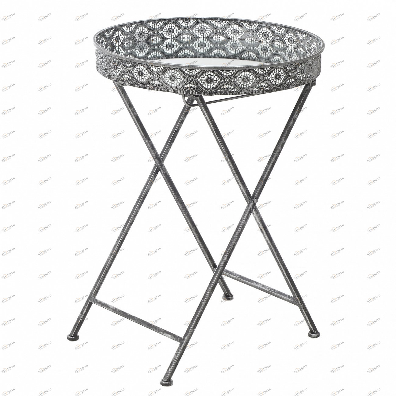 Столик сервировочный складной с фигурным подносом серебристый TO4ROOMS  213638 Серебро 