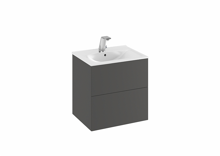 9751073111 IDO Elegant напольная тумба под умывальник для мебели, с двумя ящиками, W = 600 мм, W1 = 610 мм, темно-серый - Вид №3