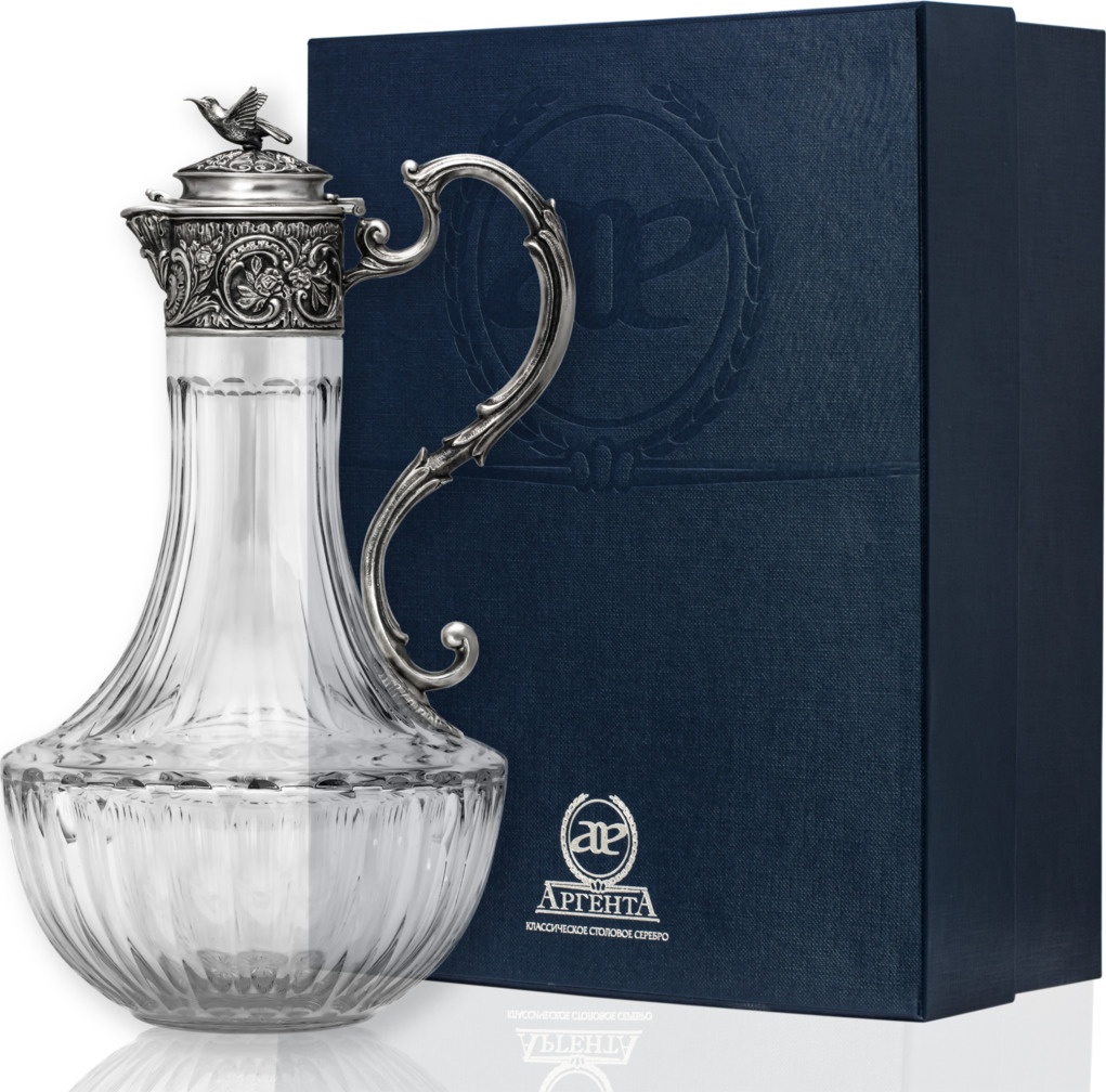 10650155 Аргента (Россия) Кувшин "Птица" с черн. +футляр Серебро 925 